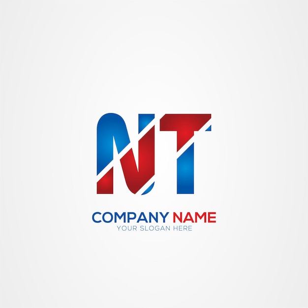 NA Diseño del logotipo de las letras modernas creativas Elemento rojo y azul