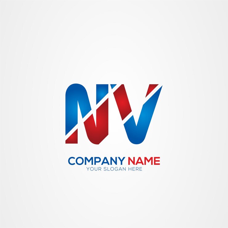 Vector na diseño del logotipo de las letras modernas creativas elemento rojo y azul