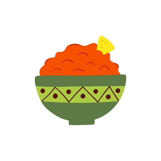 Nachos Chips Con Salsa Salsa Cocina Mexicana Tradicional Comida Ilustración Vectorial Plana