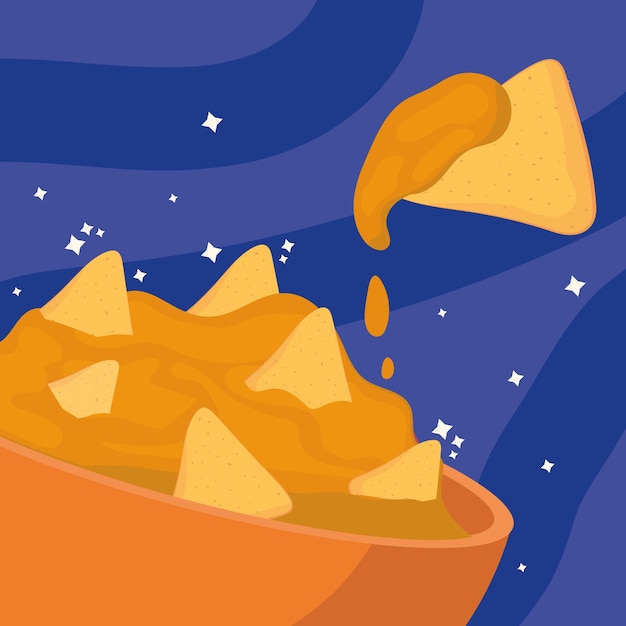 Vector nachos con queso