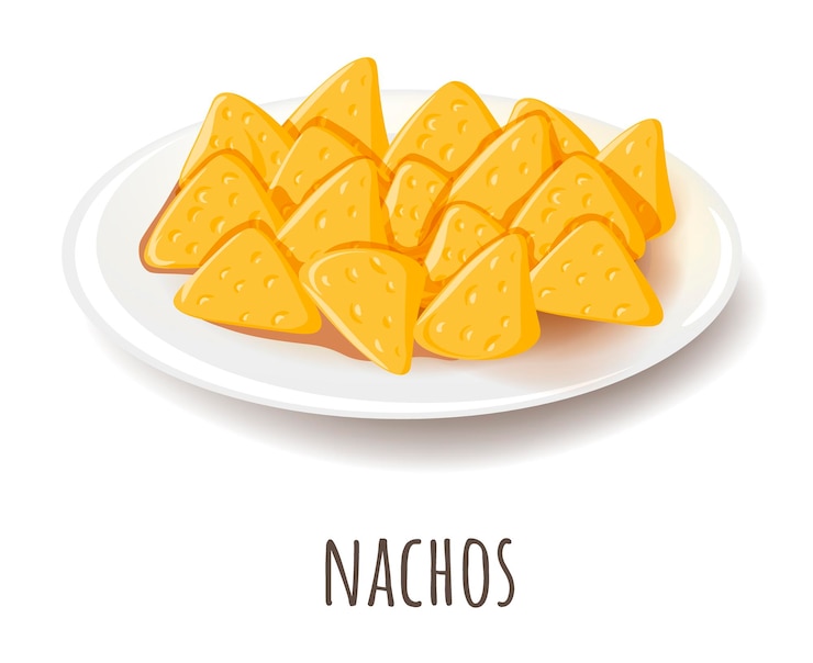 Vector nachos saborosa y popular tortilla mexicana