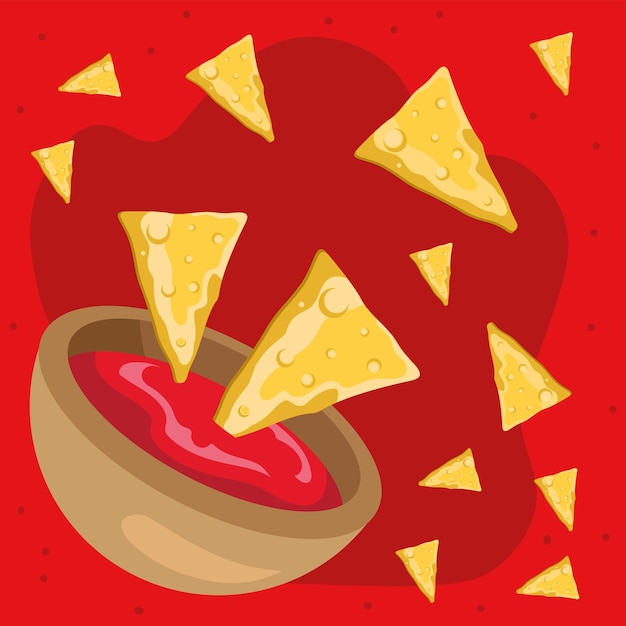 Nachos con salsa de chile