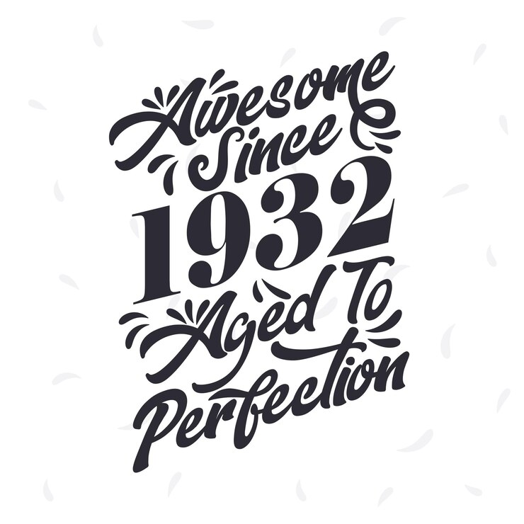 Vector nacido en 1932 increíble retro vintage cumpleaños increíble desde 1932 envejecido a la perfección