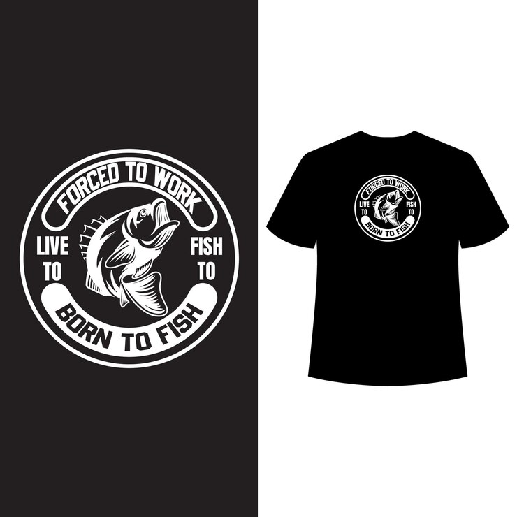 Nacido para pescar forzado a trabajar-pesca camiseta diseño plantilla vector