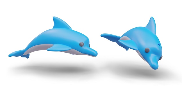 Vector nado delfines acuario o océano animales marinos submarinos en color azul