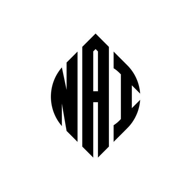 NAI diseño de logotipo de letras circulares con forma de círculo y elipse NAI letras elípticas con estilo tipográfico Las tres iniciales forman un logotipo de círculo NAI emblema de círculo Monograma abstracto letra marca vector