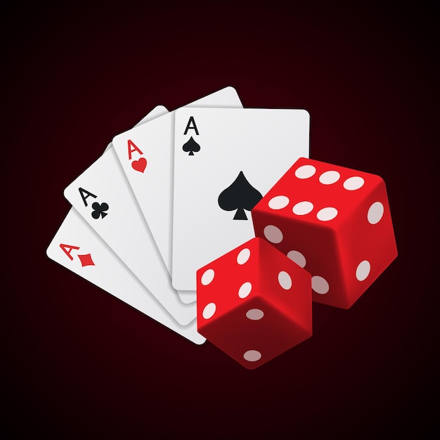 Naipes y dados Logotipo del casino Ilustración vectorial