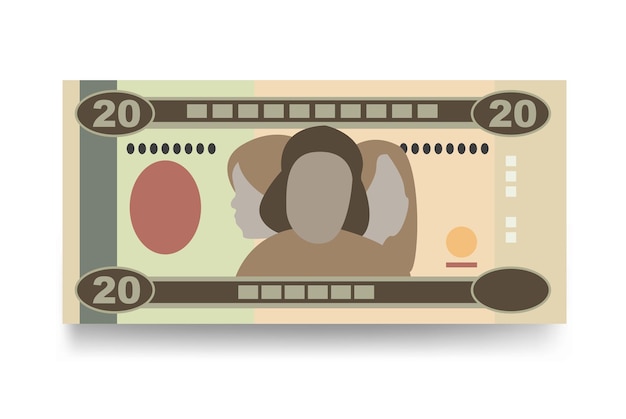 Nakfa Vector Illustration Eritrea money set paquete de billetes Papel moneda 20 NFK