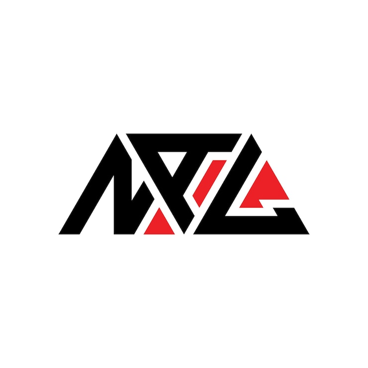 Vector nal diseño de logotipo de letra triangular con forma de triángulo nal diseño del logotipo triangular monograma nal triángulo vectorial plantilla del logotipo con color rojo nal logo triangular sencillo elegante y lujoso nal logotipo