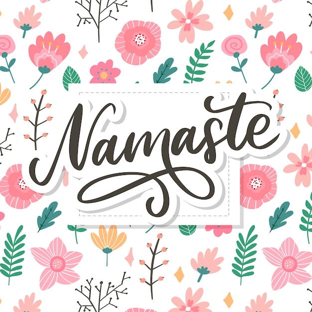 Namaste dibujado a mano. Hola en hindi Letras dibujadas a mano, caligrafía de pincel moderno.