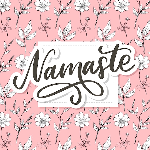 Namaste dibujado a mano. Hola en hindi Letras dibujadas a mano