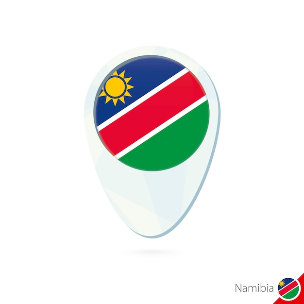 Namibia bandera ubicación mapa pin icono sobre fondo blanco