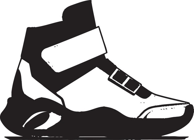 NanoNimbus Botas Futuristas Icono de logotipo negro en Vector CyberSoles Diseño elegante de botas futuristas