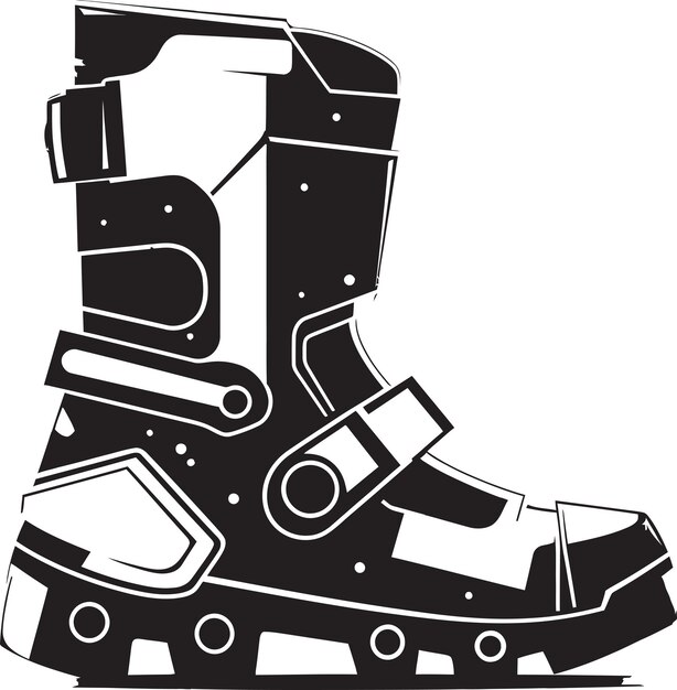 NanoNimbus Iconic Logo Negro de Botas Futuristas en Vector CyberSoles Diseño elegante del logotipo de alta tecnología