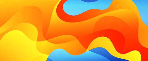 Naranja amarillo y azul gradiente vectorial abstracto pancarta creativa en estilo minimalista y simple de moda con formas de onda Vector para presentaciones volantes carteles de fondo invitaciones de informe anual