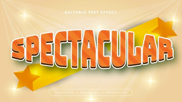 Naranja beige y amarillo espectacular estilo de fuente de efecto de texto editable en 3D