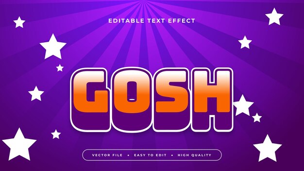 Naranja blanco y púrpura violeta gosh estilo de fuente de efecto de texto editable en 3D
