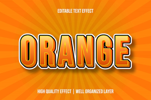 Naranja Etiqueta de dibujos animados Texto editable Efecto Estilo de fuente