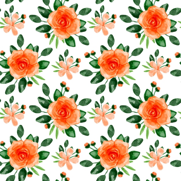 Vector naranja floral acuarela de patrones sin fisuras