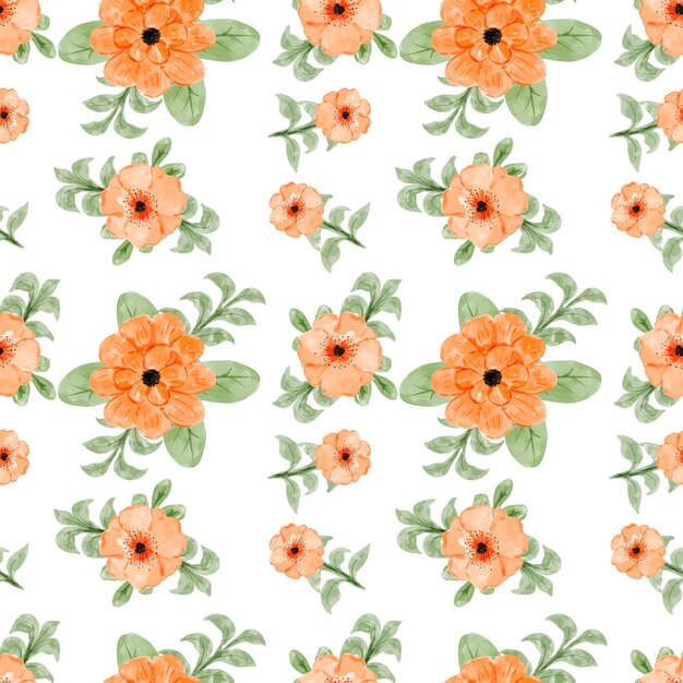 naranja floral acuarela de patrones sin fisuras