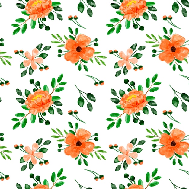 naranja floral acuarela de patrones sin fisuras
