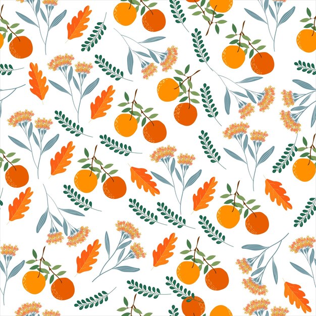 Vector naranja flores y hojas de fondo transparente