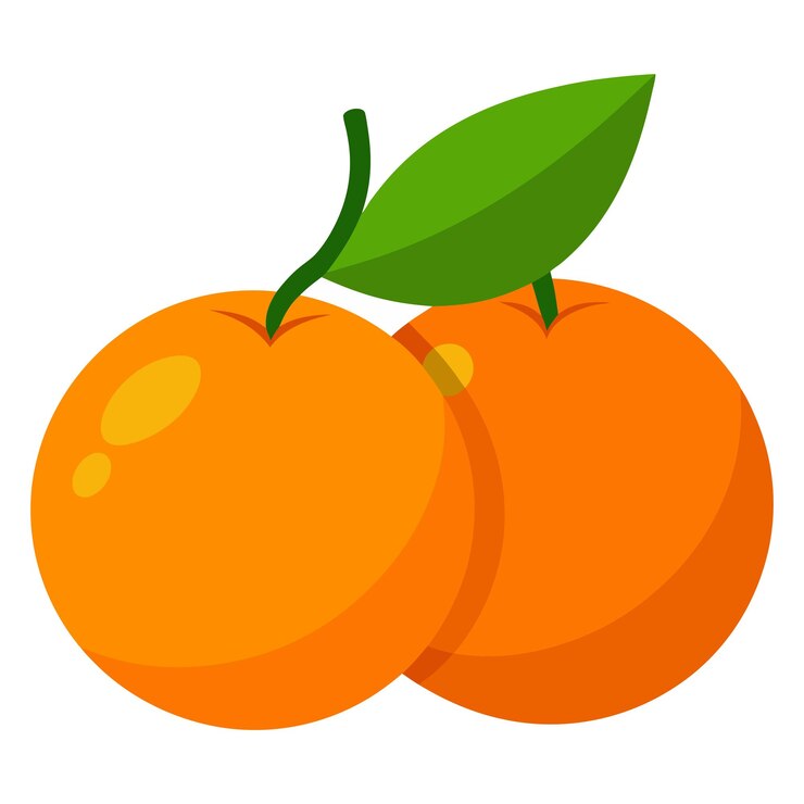 una naranja con una hoja verde