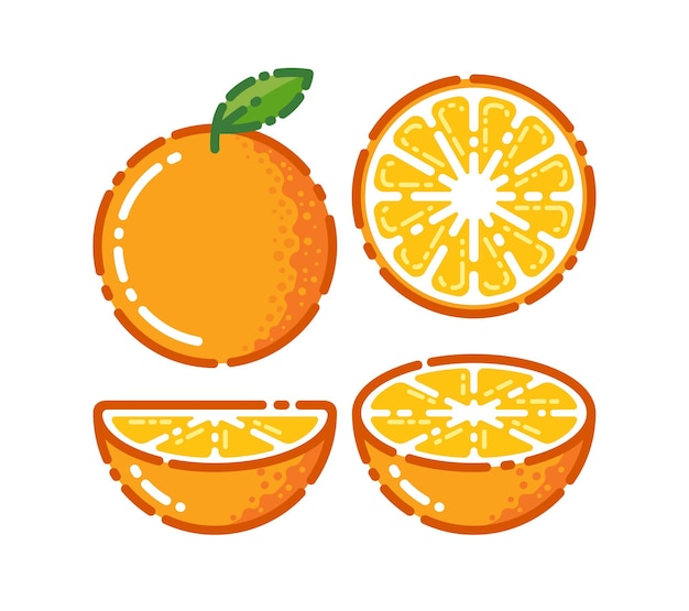 Naranja. Naranjas segmentadas sobre un fondo blanco.