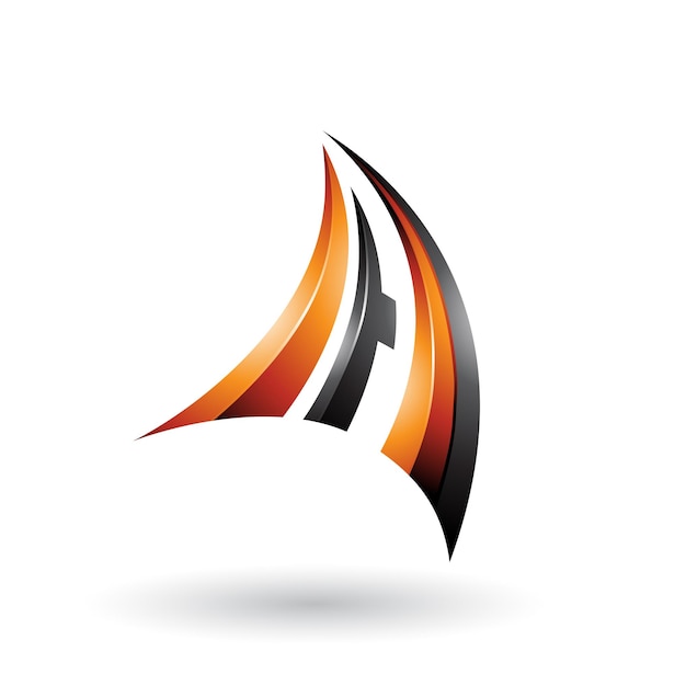 Naranja y negro 3d Dynamic Flying Letter A Vector Illustration