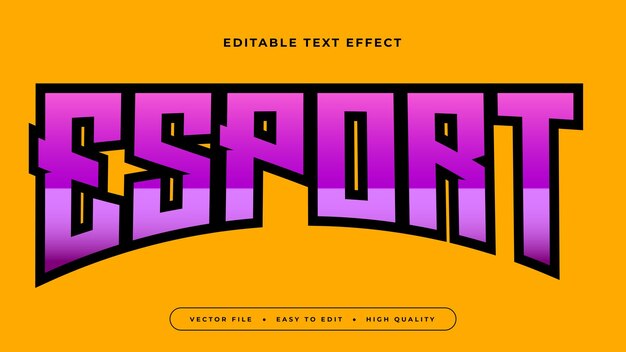 Naranja negro y púrpura violeta esport estilo de fuente de efecto de texto editable en 3D