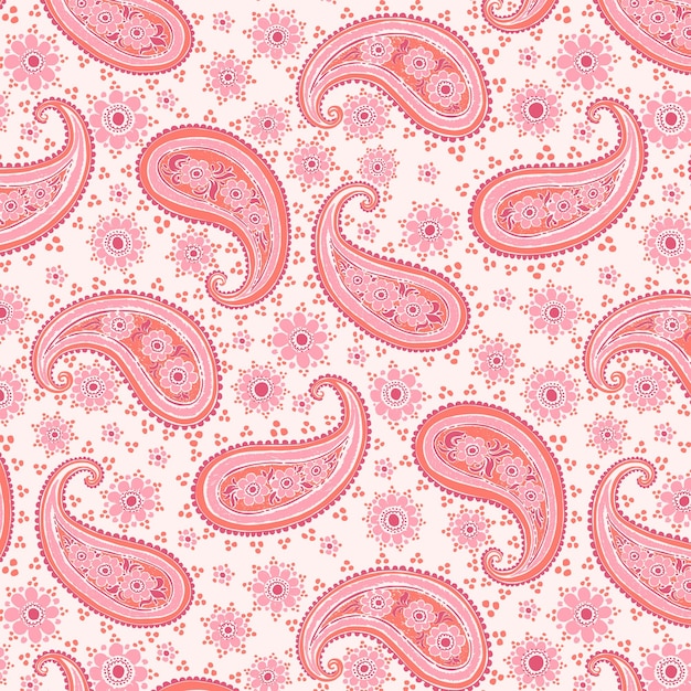 Y el naranja Paisley hermoso patrón rosa Allover