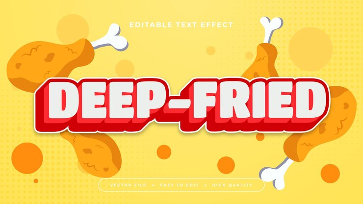 Vector naranja rojo y amarillo frito 3d estilo de fuente de efecto de texto editable