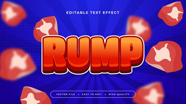 Vector naranja rojo y azul trasero estilo de fuente de efecto de texto editable en 3d