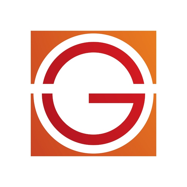 Naranja y rojo redondo y cuadrado letra G icono