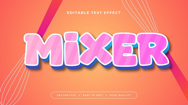 Naranja rosa y blanco mezclador 3d estilo de fuente de efecto de texto editable