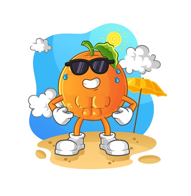 Naranja tomando el sol en verano. vector de caracteres