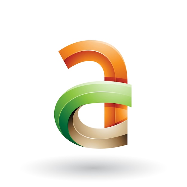 Naranja y verde 3d Bold Curvy Letter A Ilustración vectorial