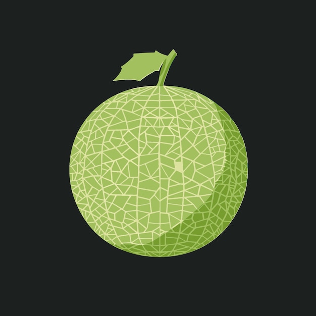 una naranja verde con una hoja en ella está dibujada sobre un fondo negro