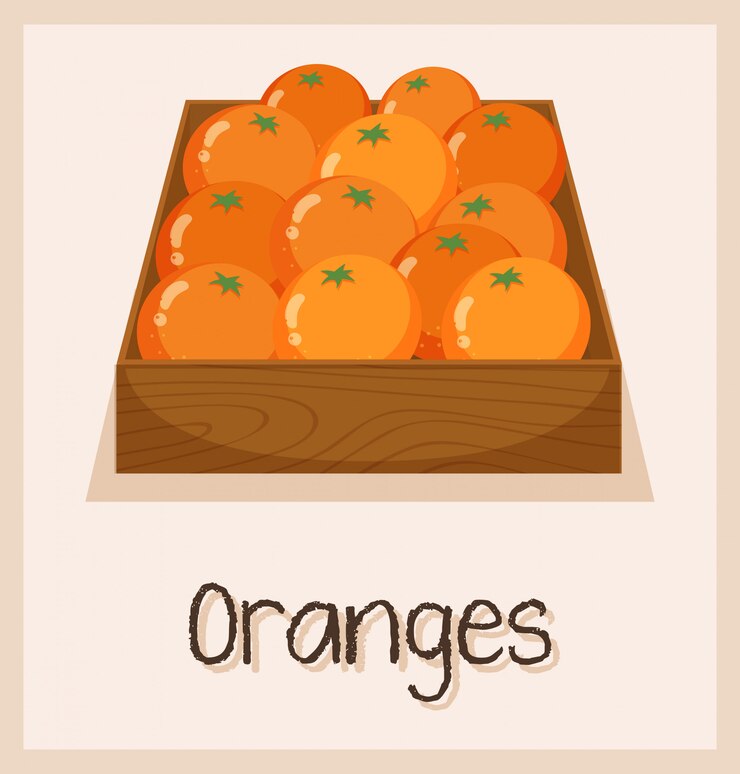 Vector naranjas en caja para la venta