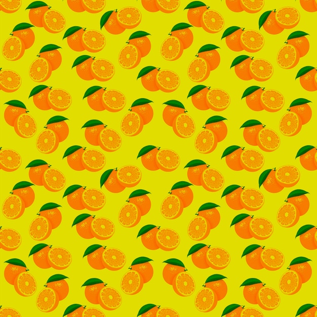 naranjas en un fondo amarillo con hojas verdes y naranjas