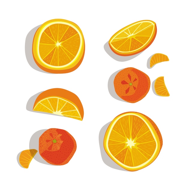 Naranjas y mandarinas enteras y cortadas