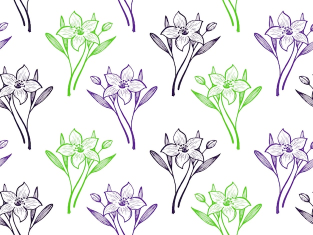 Narciso o lirio flores vector de patrones sin fisuras textil impresión s