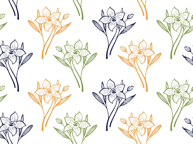 Narciso o lirio flores vector de patrones sin fisuras textil impresión s