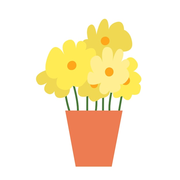 Narcisos vectoriales en ilustración de estilo plano de maceta