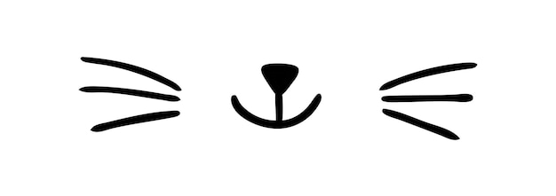 Nariz de corazón de gato plano vectorial. Icono de silueta de cara de gato lindo. Ilustración de logotipo aislada sobre fondo blanco