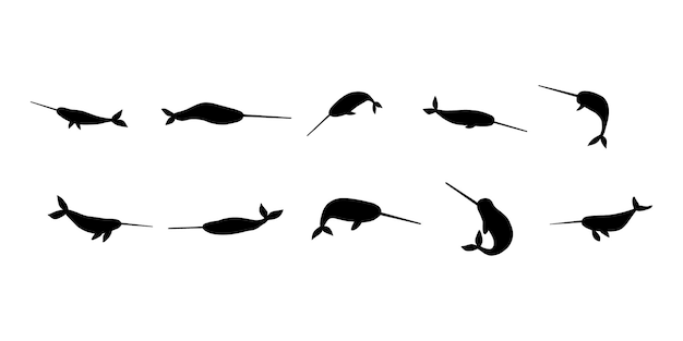 Narwhal Carácter animal marino sobre fondo profundo Ilustración de vida salvaje Ilustración vectorial