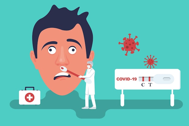 nasal laboratory test from the nose person express test doctor in medical gloves makes an analysis