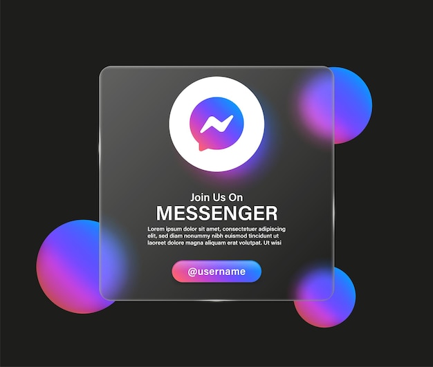 Únase a nosotros en el icono del logotipo de Messenger en Glassmorphism fondo transparente logotipos de iconos de redes sociales