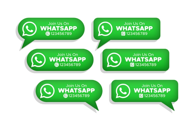 Únase a nosotros en la ilustración de vector 3d de la etiqueta de banner de redes sociales de Whatsapp