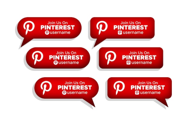 Únase a nosotros en Pinterest etiqueta de banner de redes sociales ilustración vectorial 3d